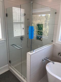 Framelesswithtowelbar - Frameless Showers project by Custom Glass Works
