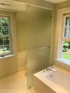 Privacy Satin Panel - Frameless Showers project by Custom Glass Works