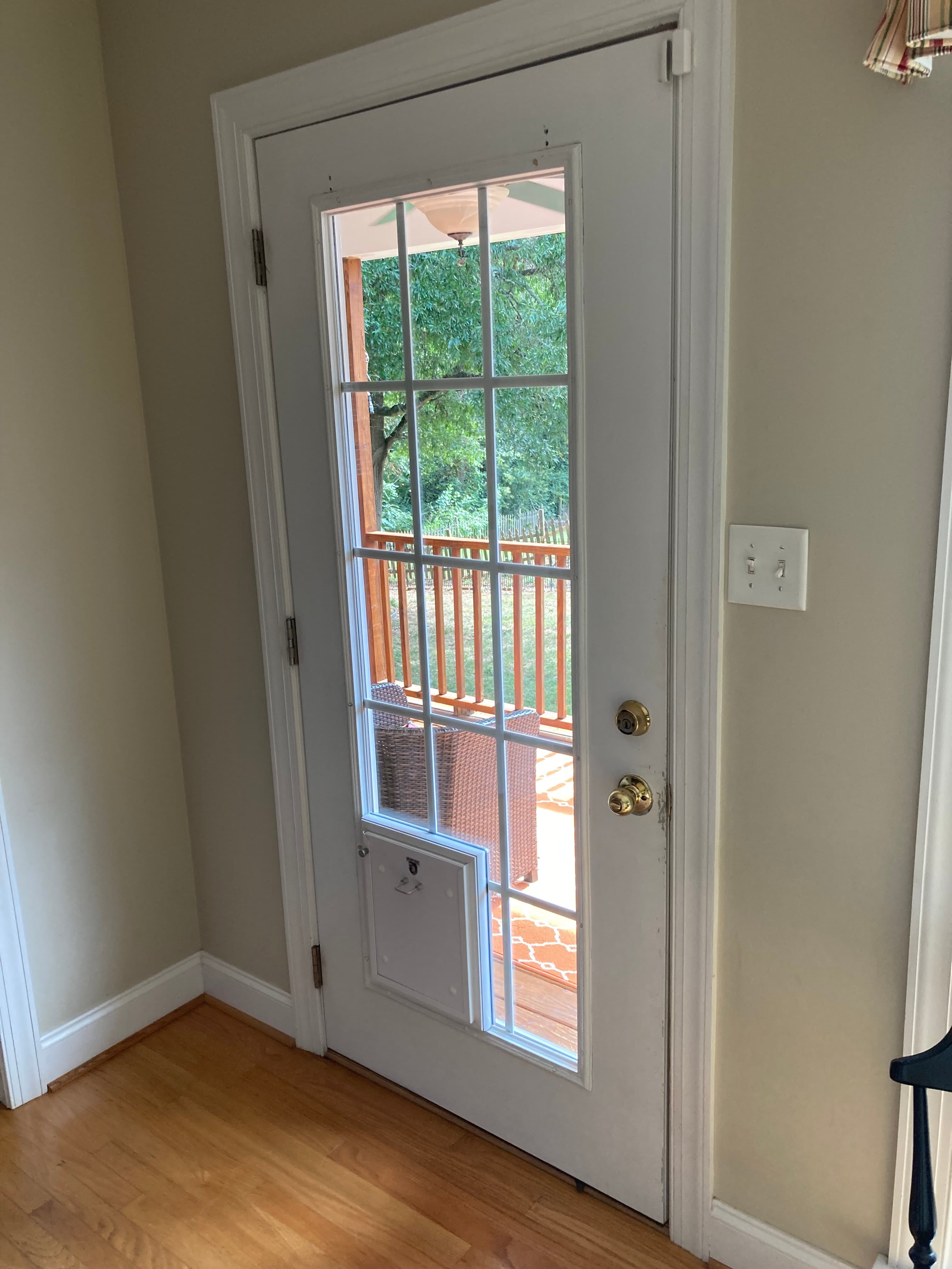 Pet Door in French Door with Grids - Pet Doors project by Custom Glass Works