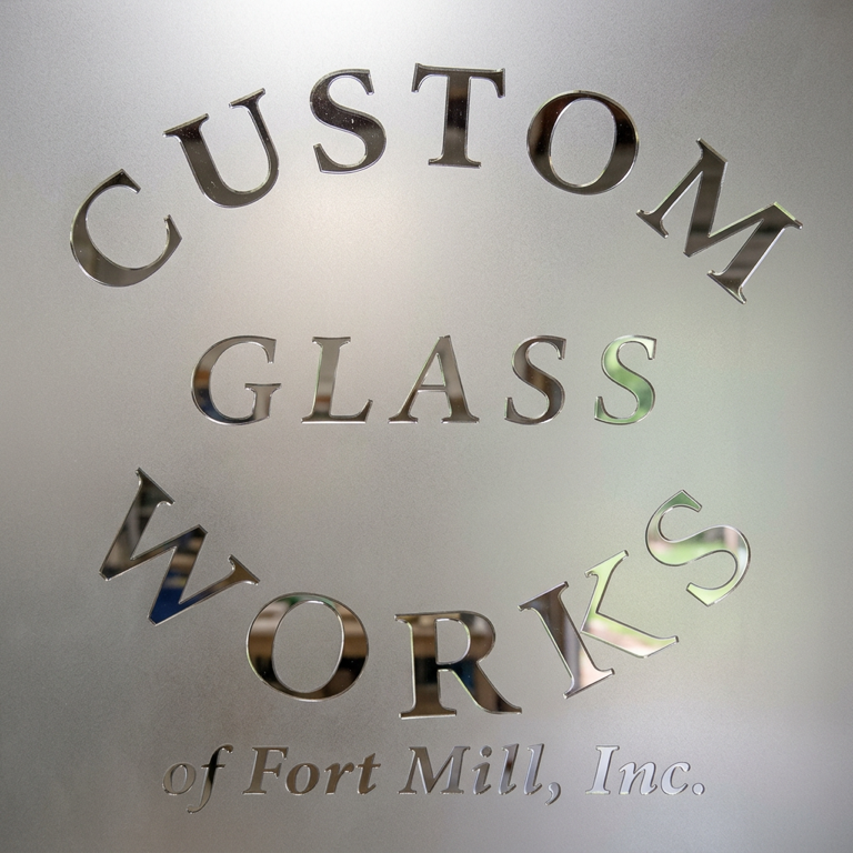 Etched glass Custom Glass Works logo